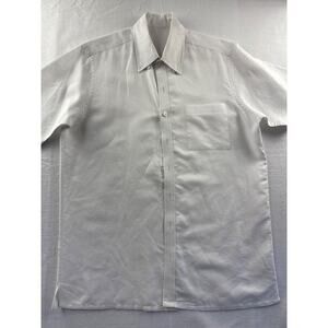 Men’s JWM J.Hilburn White Cotton/Linen Dress Shirt Sz L
